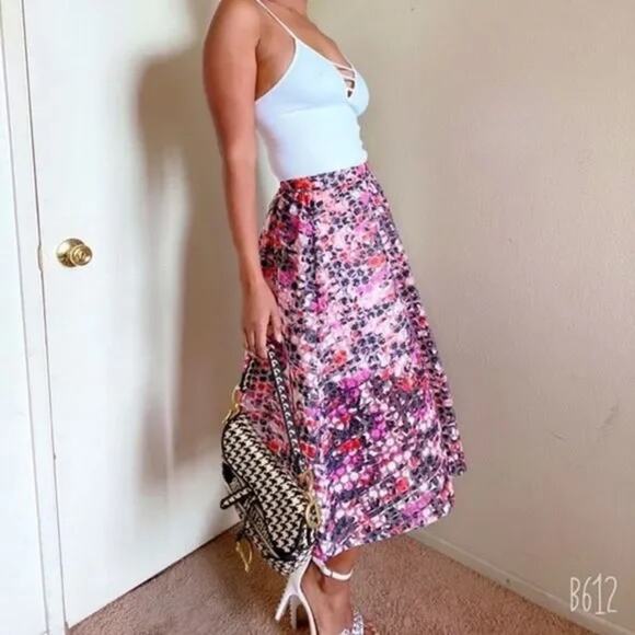 Sam Edelman floral embroidered organza midi skirt size 4 b27 - Picture 1 of 8